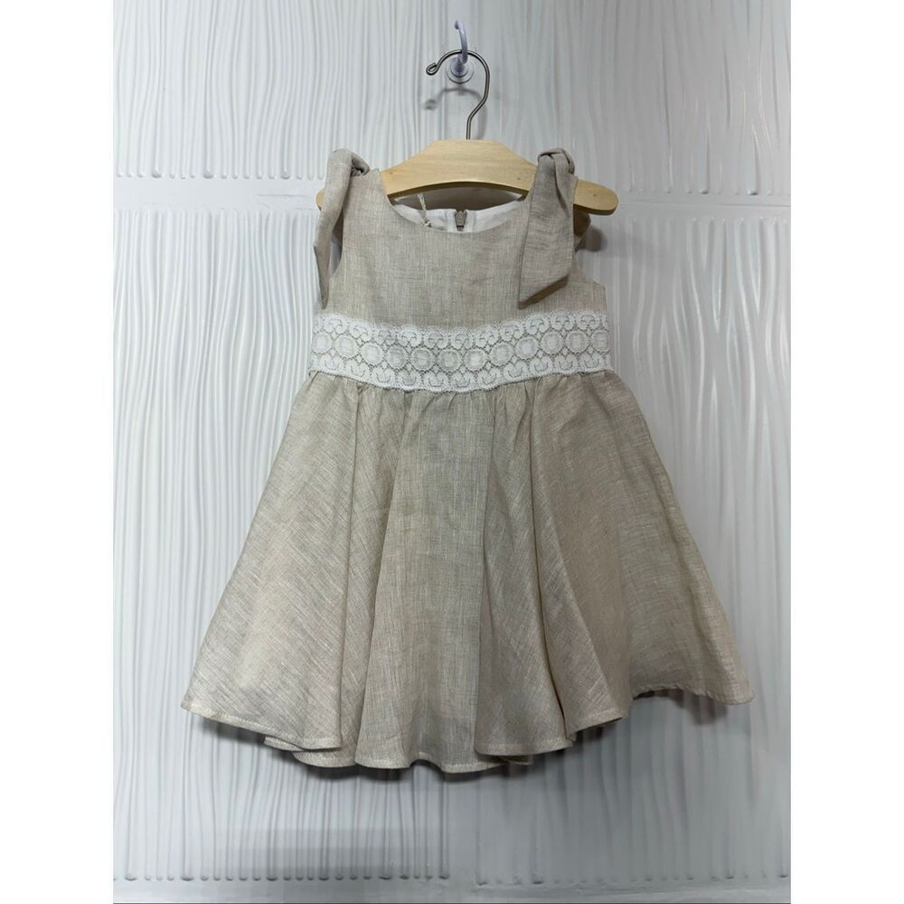 NWT La Stupenderia Designer Italian Linen Baby Dress - Picture 2 of 10